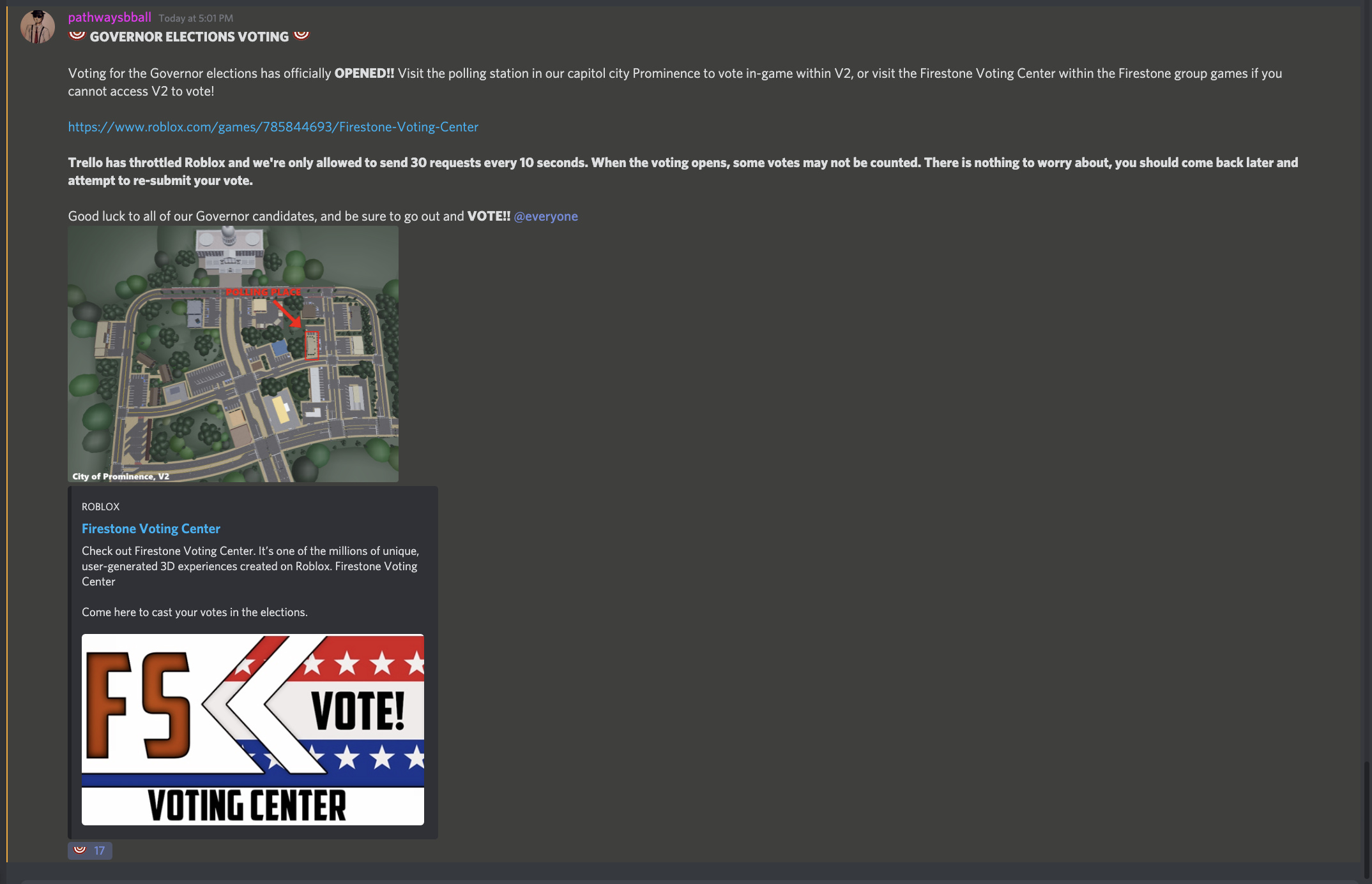 How To Vote For The 2020 Gubernatorial Elections Voting Open Voting Open Guidelines State Of Firestone Forums - firestone roblox discord